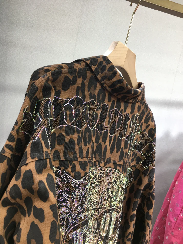 Luxury Hot Drilling Autumn Winter Women Shirts Mighty Tiger Leopard Loose Cardigans Coat Mid-long Long Sleeve Harajuku Blouses