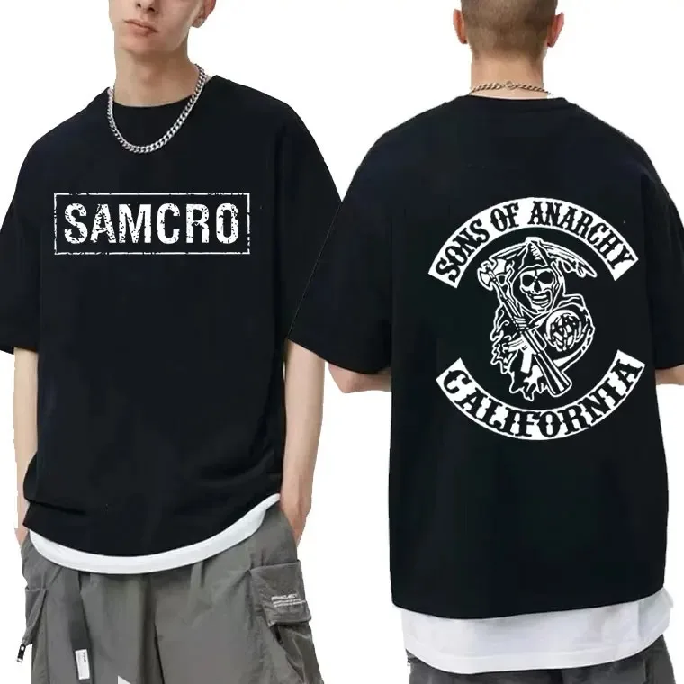 Camiseta con estampado de Sons of Anarchy SAMCRO, camiseta de algodón de manga corta súper grande para hombre y mujer, estilo Pop Hip Hop Rock, verano 2026