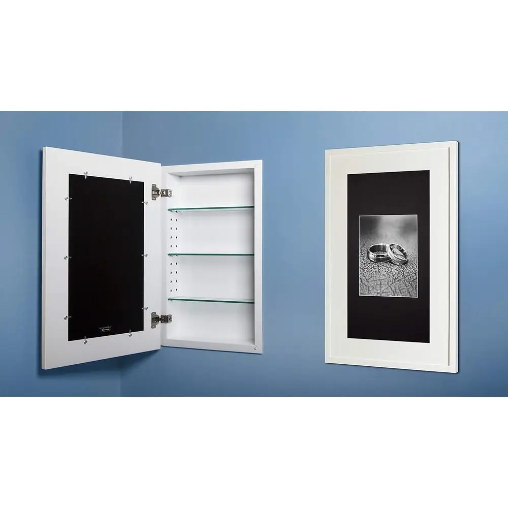 

14x24 White Real Wood Recessed Medicine Cabinet, No Mirror, Adjustable Shelves, Hidden, Made in North America