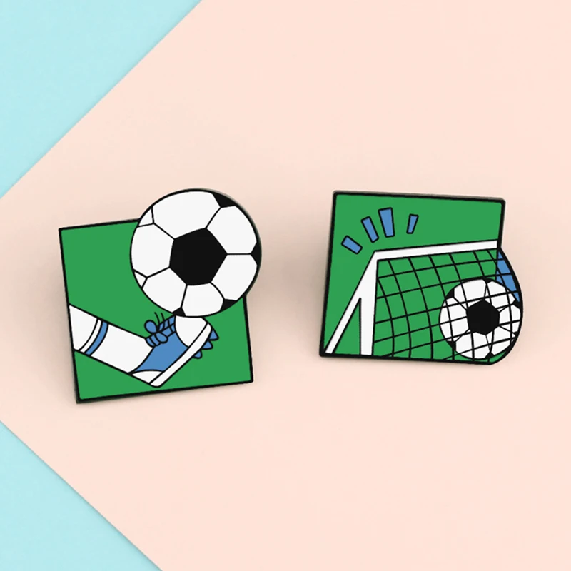 Healthy Lifestyle Brooches Fashion Love Sports Super Goal Play Football Enamel Pins Fan Athlete Badge Shirt Hat Bag Jewelry Gift