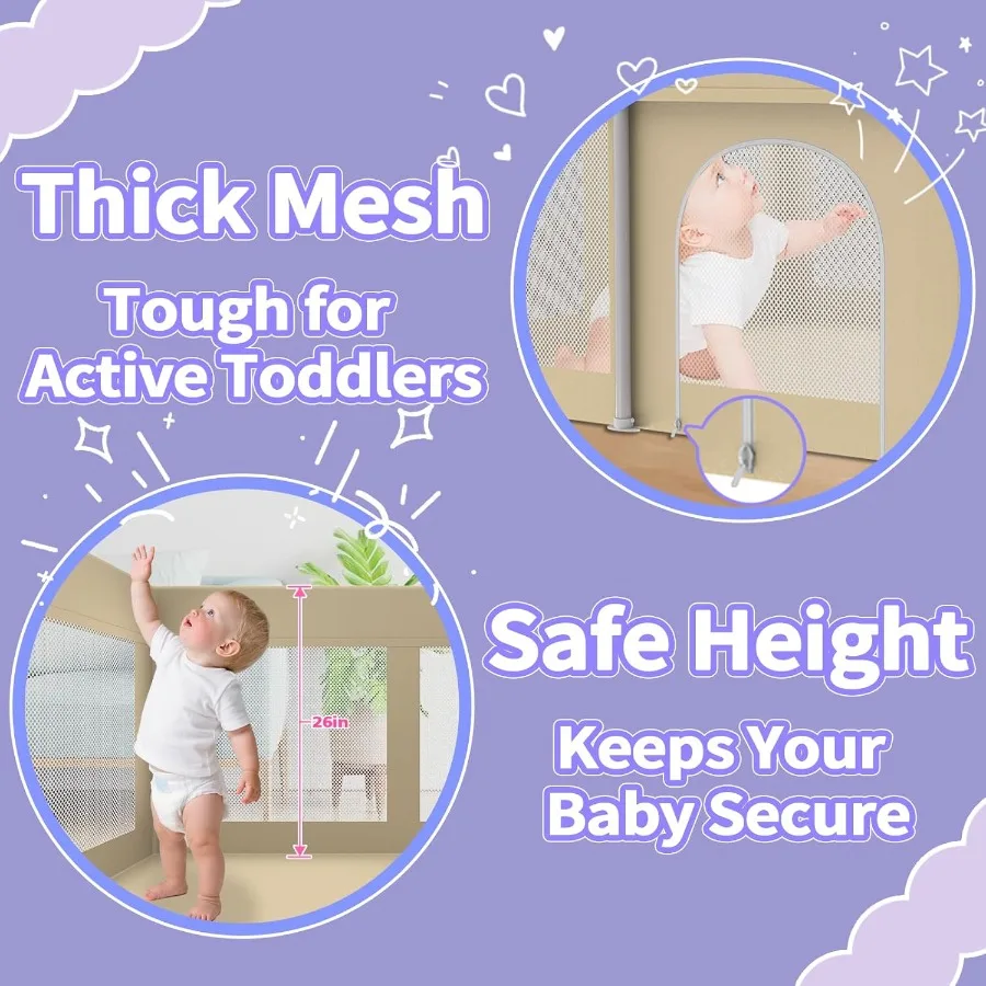 Faltbarer Laufstall für Babys und Kleinkinder, 50 x 50 Zoll, zusammenklappbarer Spielstift mit 50 Bällebadbällen, tragbares Spielen für drinnen und draußen