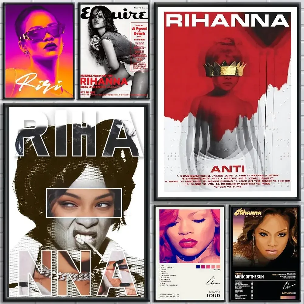 Singer R-rihanna Painting Calligraphy Wall Art Canvas Poster Premium Home Decor Print for Living Room Bedroom