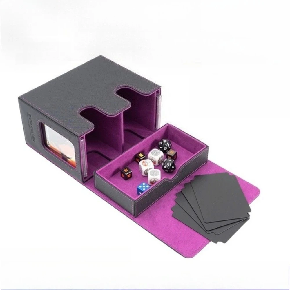 

Large Capacity 260+ Card Storage Box with Window & Hidden Drawer –for PTCG Yu-Gi-Oh! Deck Box, Board Game Card Collection