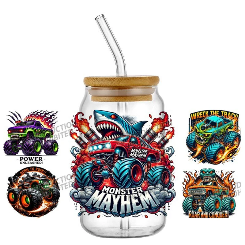 تصميم جديد الرعد كسارة الشارات مقاوم للماء ثلاثية الأبعاد نقل الأشعة فوق البنفسجية DTF ملصقات 16 أوقية نظارات كأس يلتف القدح لتقوم بها بنفسك شاحنة كبيرة ‌   ملصق