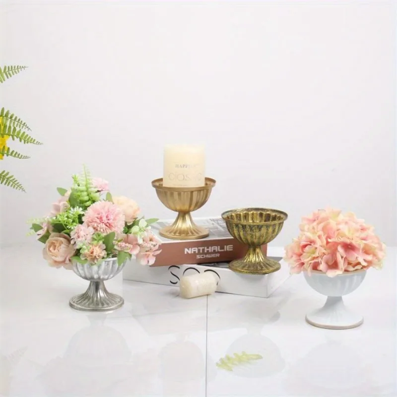 1pc europäischen Vintage Topf Kerzenhalter Tisch dekoration Florist Blumen arrangement Eisen Hochzeit Bankett Tisch Blumenvase Dekor