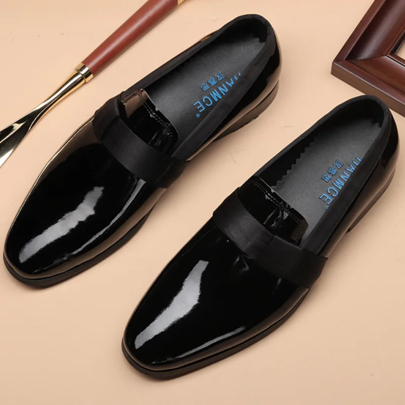 New Spring/Summer Patent Leather Loafers, British Business Formal Slip-On Leather Shoes, Exquisite British Casual Style
