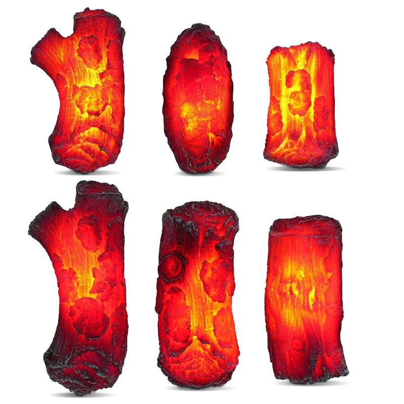Fireplace Decoration Home Resin Simulation Bonsai Wood Bare Carbon 3D Fake Fire Carbon Fire Modern Ornamental LED Pot Charcoal