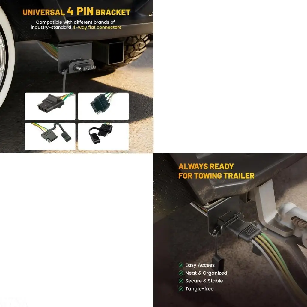 

G7NA Heavy Duty 4 Pin Trailer Cable Mounting Bracket Rusts Resistant for Vehicle Side