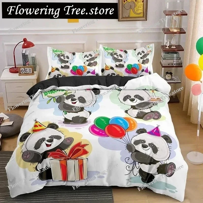 

Cartoon Panda 3D Bedding Set Printed Cute Animal Duvet Cover Set Single Full Queen King Polyester Quilt Cover For Kids Girls