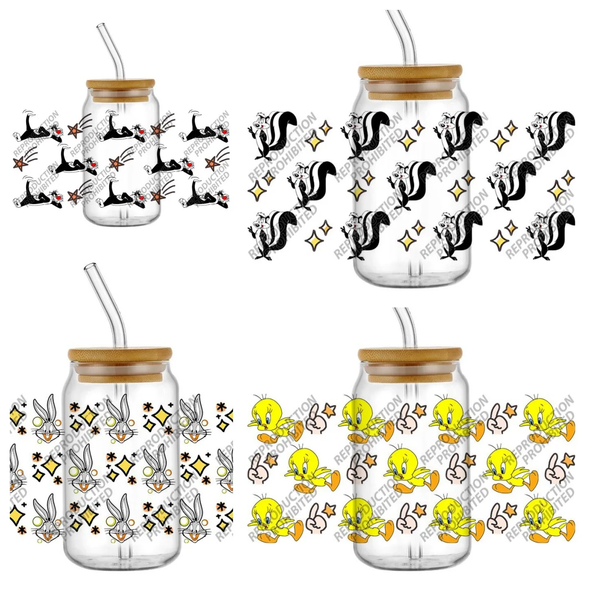 

New 3D Cartoon Bunny‌ with Friend Decal for Libbey Glass Can 16oz UV DTF Cup Wrap 3D Phone Transfer Stickers DIY Waterproof