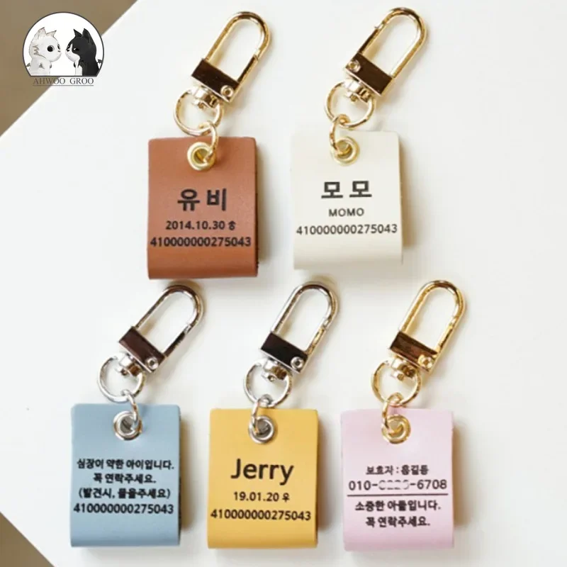 New Personalized Collar Pet ID Tag Leather Engraved Pet ID Name for Cat Puppy Dog Tag Pendant Keyring Nameplate Pet Accessories