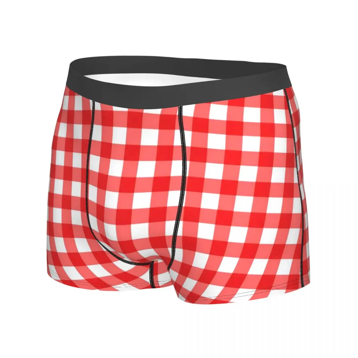 Gingham Check Print Underwear Red And White Printing Boxer Shorts Hot Men Underpants Classic Boxer Brief Birthday Gift