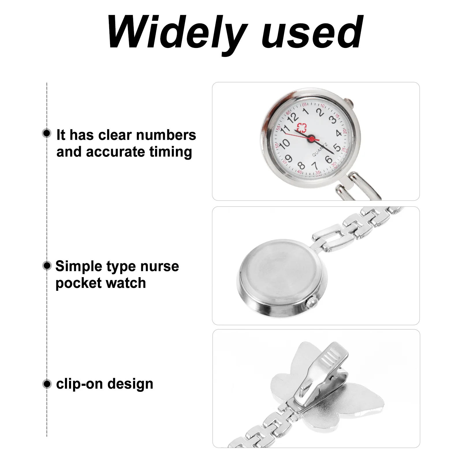 Relojes con broche para enfermeras, duraderos, prácticos, portátiles, con Clip, diseño fácil de leer, números claros, regalo de moda