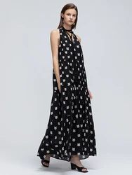 ZEAMOD 2024 Fashion women 14mm crepe chine Bohemian polka dot print sexy women's dress