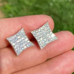 Huitan Shining Silver Color Ear Stud Lady Stylish Jewelry Brilliant Cubic Zirconia Earrings Accessories for Engagement Ceremony