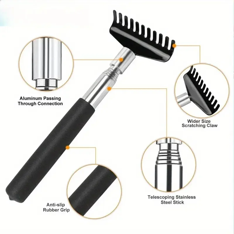 Portable Metal Back Scratcher - "Scratch My Back" Tool for Precise Itch Relief. Durable, Ergonomic Gift for Elderly & Adults.