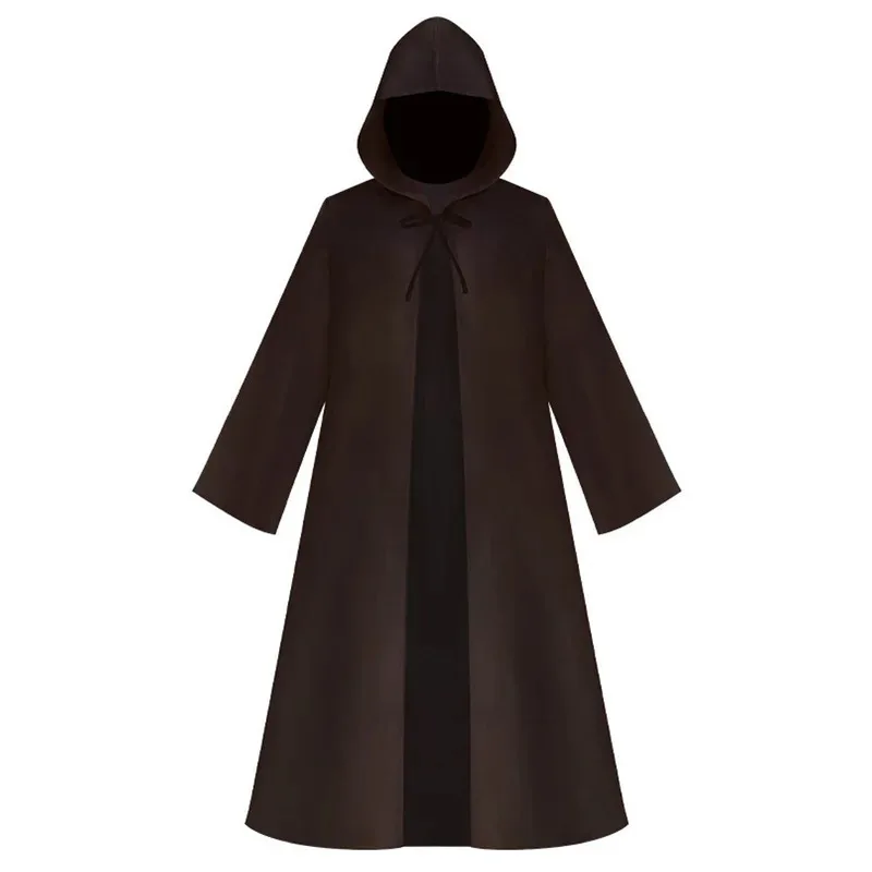 أزياء الهالوين للرجال الراهب في العصور الوسطى، أزياء المعالج، أزياء الكاهن، رداء طويل، عباءة سوداء #3