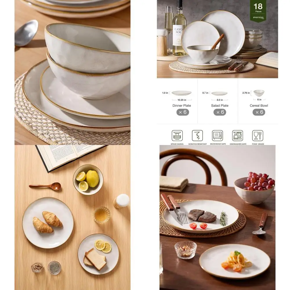 

Набор посуды из 18 предметов с реактивной глазурью, цвет капучино, подходит для микроволновой печи и посудомоечной машины, устойчив к царапинам