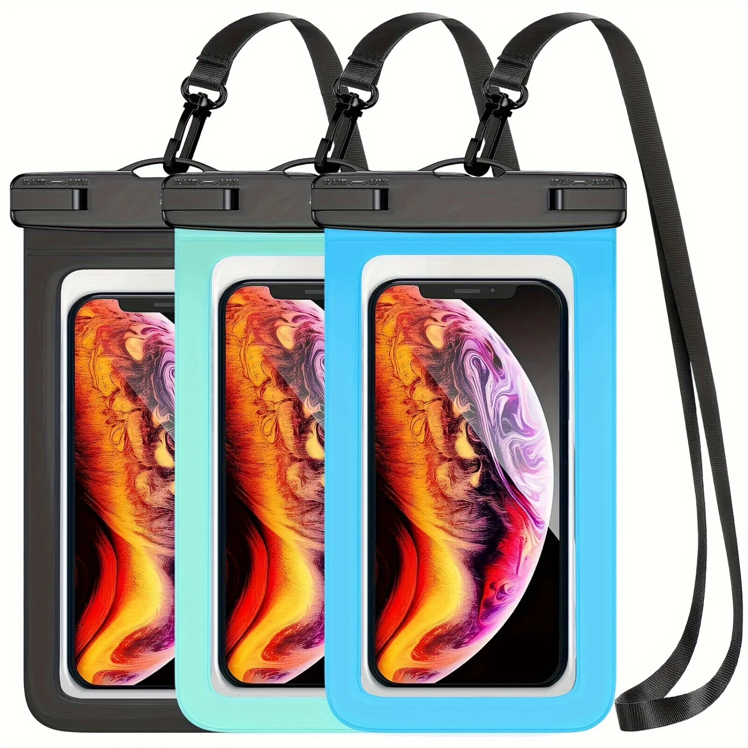 

Waterproof Phone Bag 3pcs Underwater Dry Bag Phone Case Lanyard - Waterproof Clear Stand Case For 15 14 13 Pro Max Plus S23