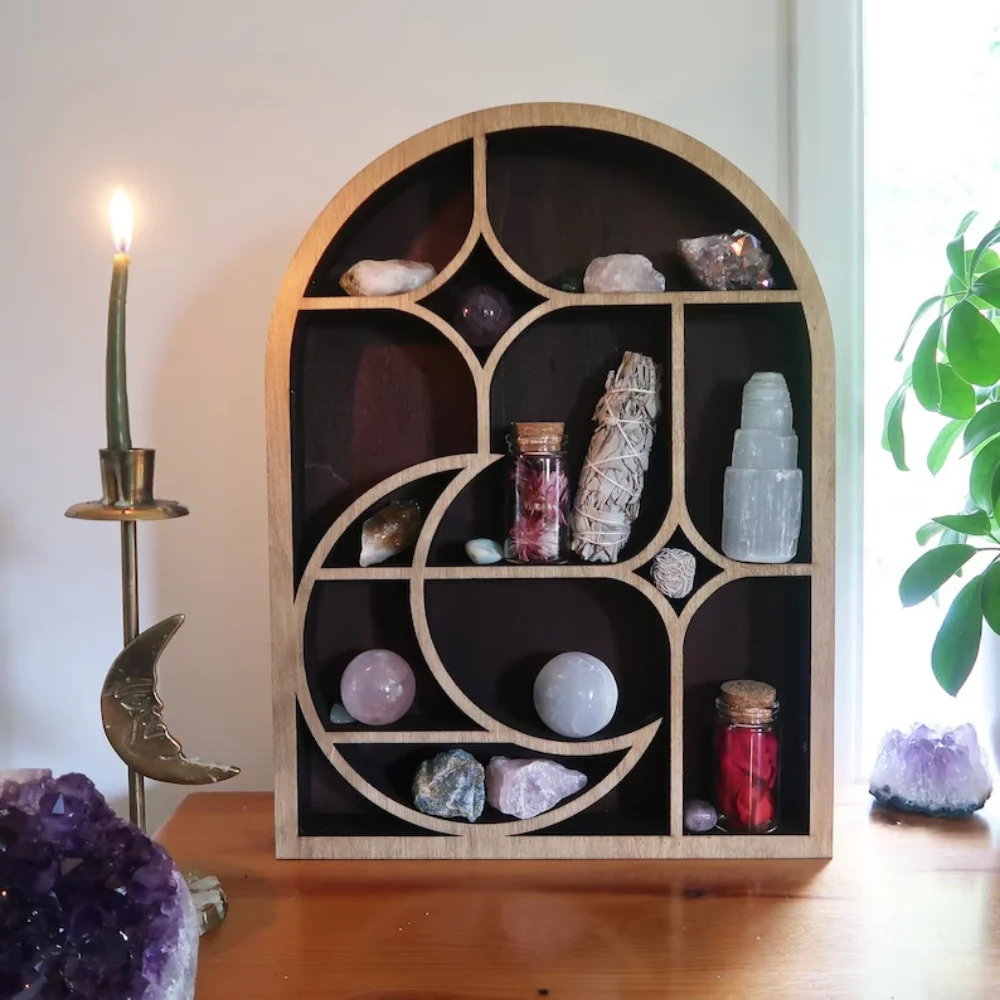 Moon Crystal Arch Crystal Shelf Star Moon Mushroom Arch Crystal Shelf Display Shelf Floating Shelves for Wall Home Decoration