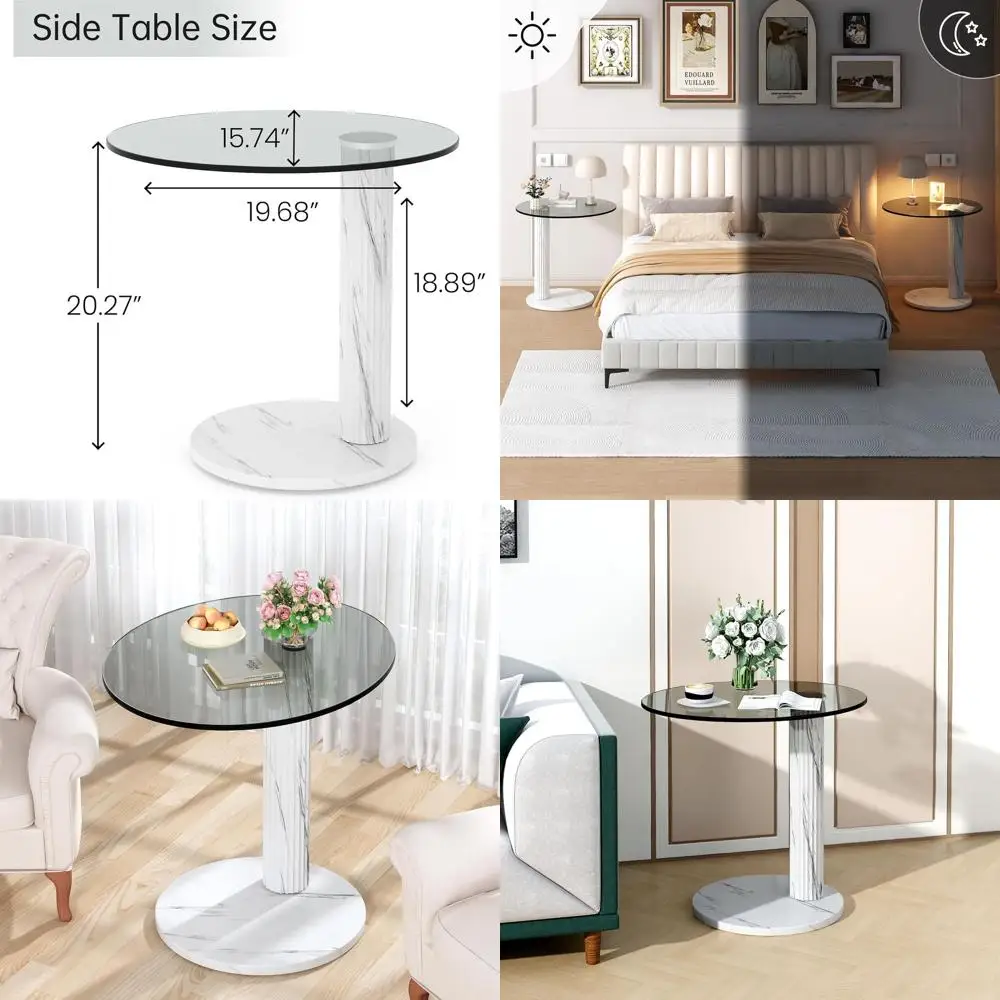 

22 Contemporary Tempered Glass Coffee Table, Ideal for Living Spaces, Cafes, and Offices (White)