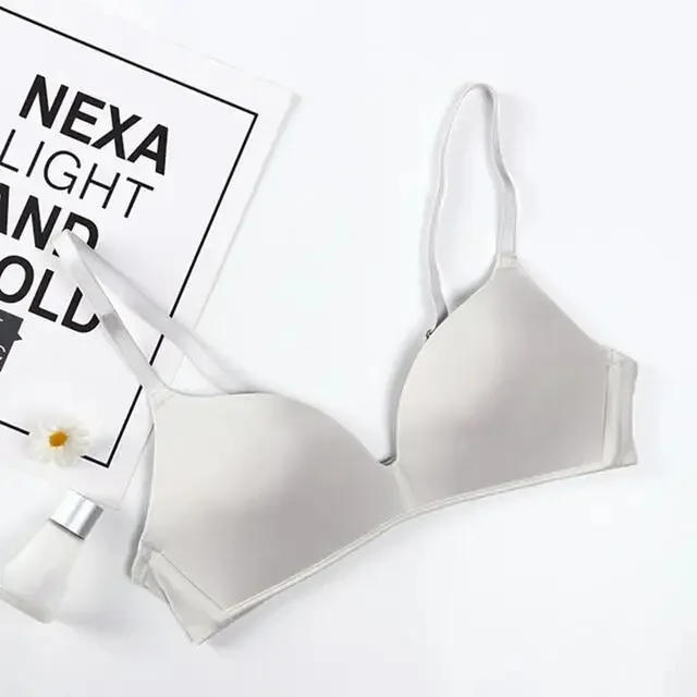Adjustable shoulder straps Gathered Brassiere Thin No Steel Ring Bra Seamless Women's Underwear Smooth Triangular Cup Bra