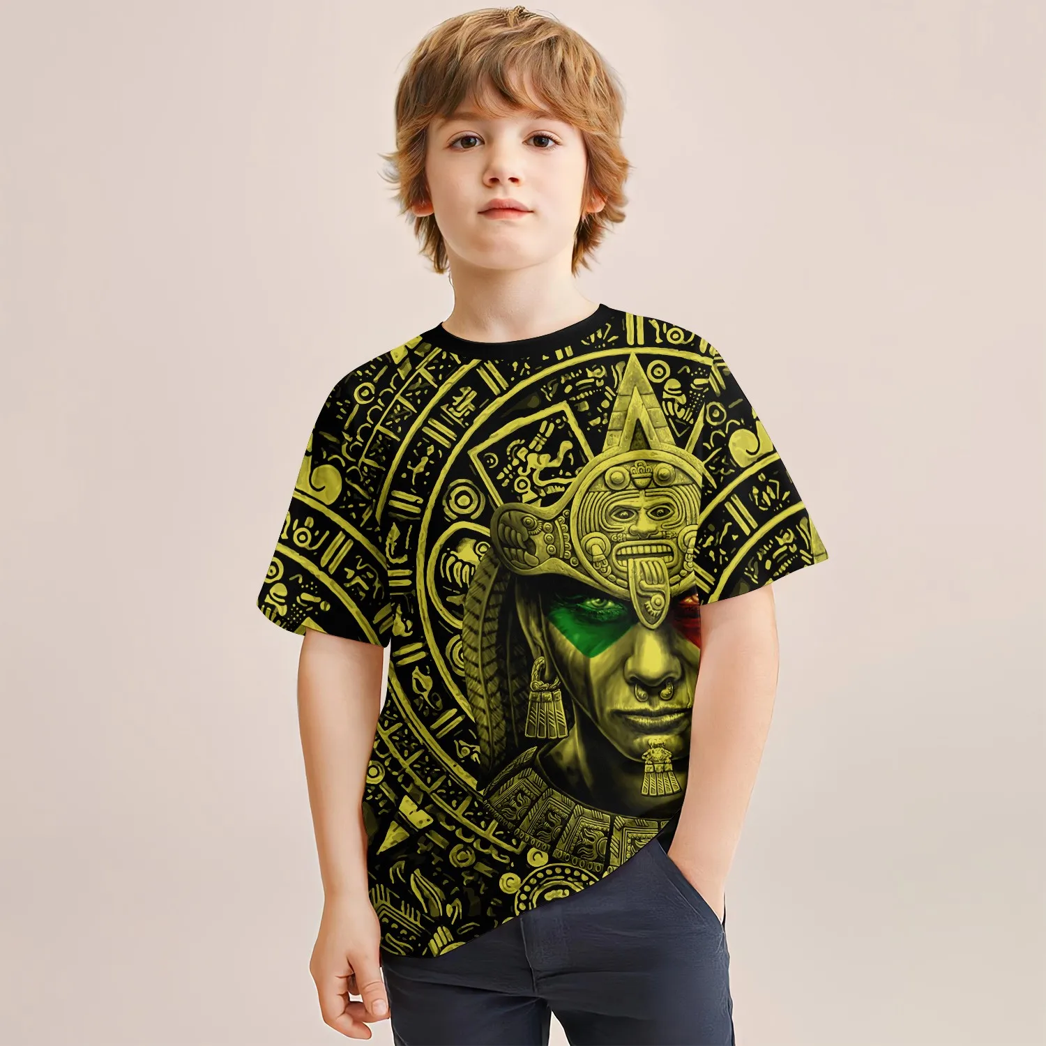 Mexican Independence Day Fashionable kids Tops Summer Short-Sleeved Casual Clothes Popular Boys Girls 4-14 Years Old T-Shirts