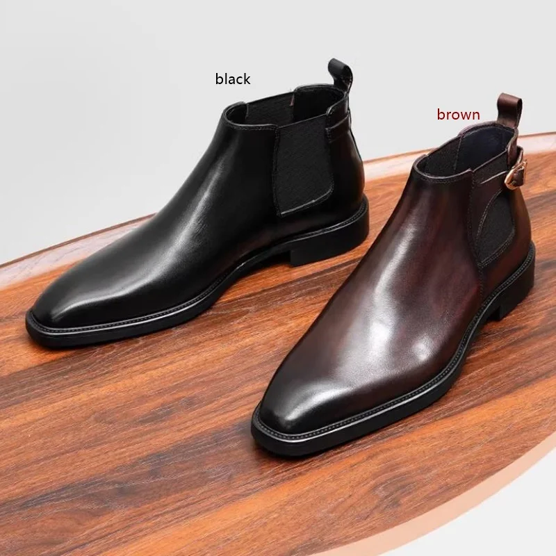 

Роскошные мужские ботинки челси, модные ботильоны с меховой подкладкой, зимние высокие кожаные ботинки из натуральной кожи, мужские классические ботинки