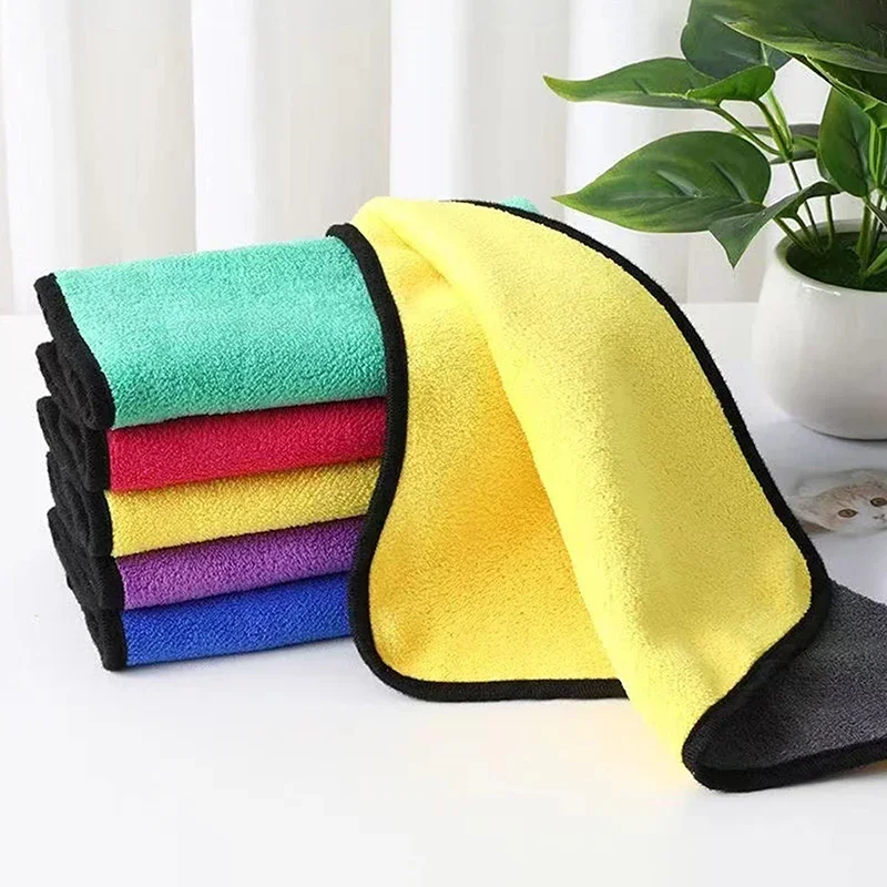 5 قطعة منشفة التنظيف المصنوعة من الألياف الدقيقة رشاقته لينة تجفيف القماش جسم السيارة غسل المناشف طبقة مزدوجة نظيفة الخرق اكسسوارات السيارات #3