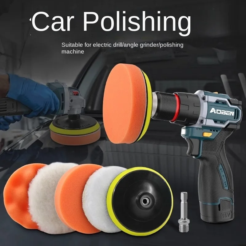 

6pcs Universal Car Buffing Pad Set, Sponge & Wool Polishing Pads for Drill, Grinder, Detailing, Waxing & Surface Care