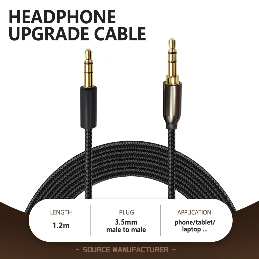

Gold Plated Upgrade 3.5mm AUX Audio cable male to male for Philips SHP9500 SHP9600 X2HR X1S Replacement Earphones cable