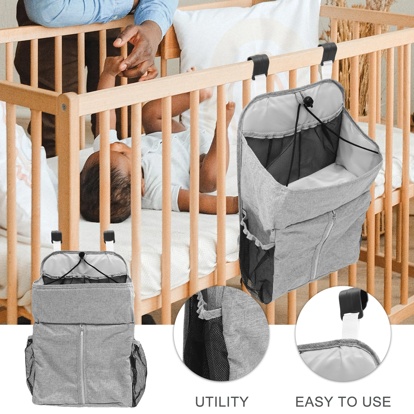 

Diaper Bag Hanging Storage Cradle Baby Crib Bed Pouch Organizers Linen Durable Strong Office Dormitory Camping Dining Bedroom