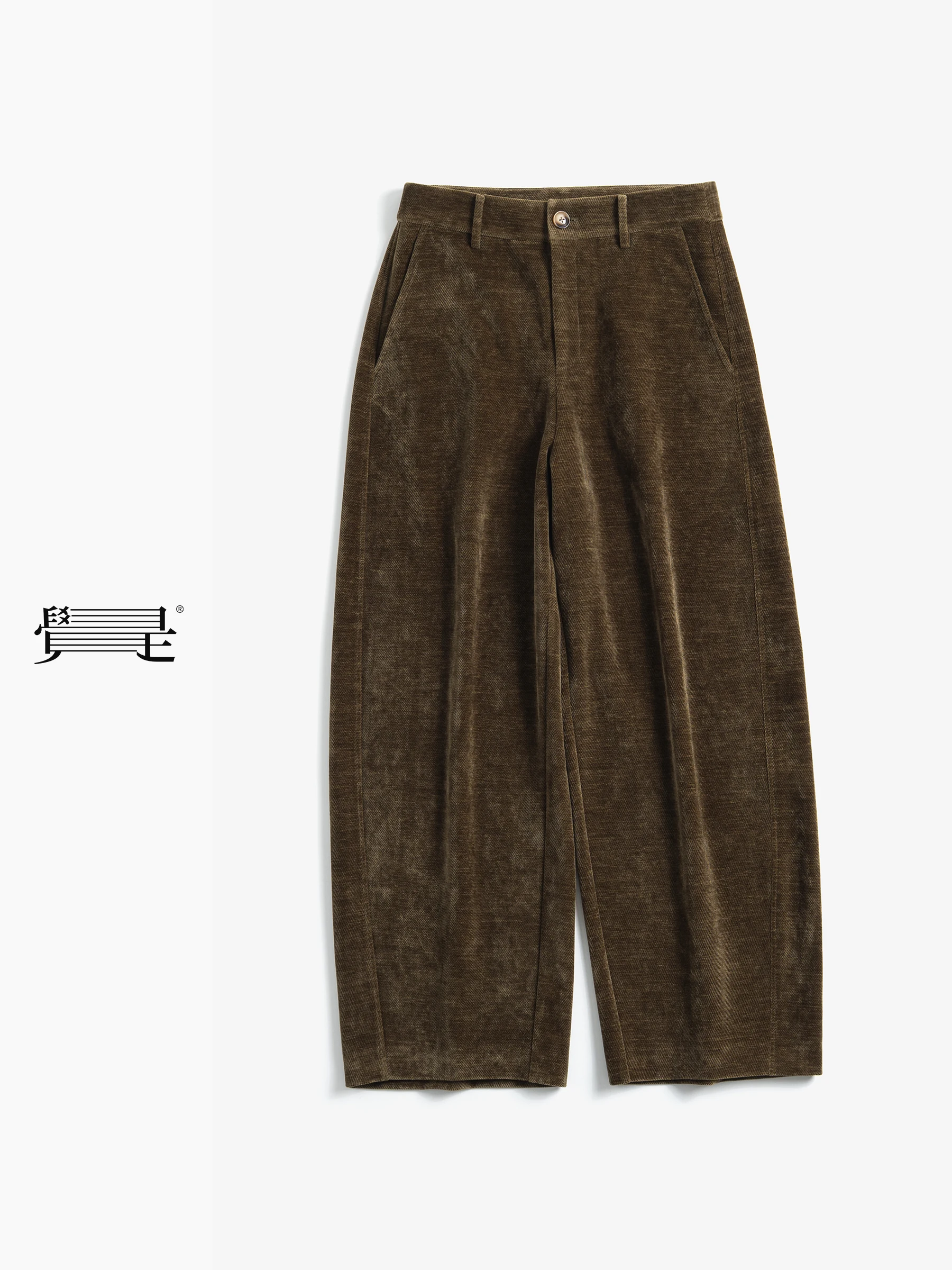 

Оригинальные женские брюки Jue i Thiened Floing Banana Scythe Pants Wild Fern цвета молочного кофе, повседневные, свободного кроя