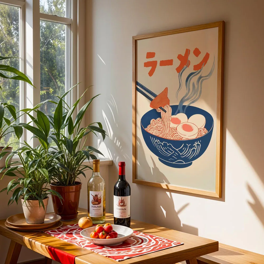 Japanese Ramen Painting Animal Cat Cartoon Classic Anime Posters Canvas Painting Print Room Home Kitchen Bar Room Wall Decor