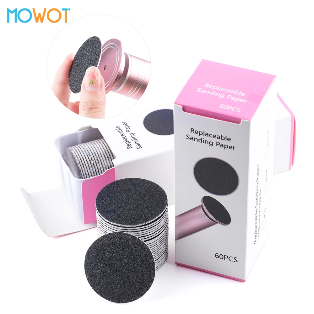 MOWOT 60pcs Replaceable Sanding Paper for Pedicure Disc Foot Dead Skin Callus Cuticle Removal Electric Foot File Pedicure Tools