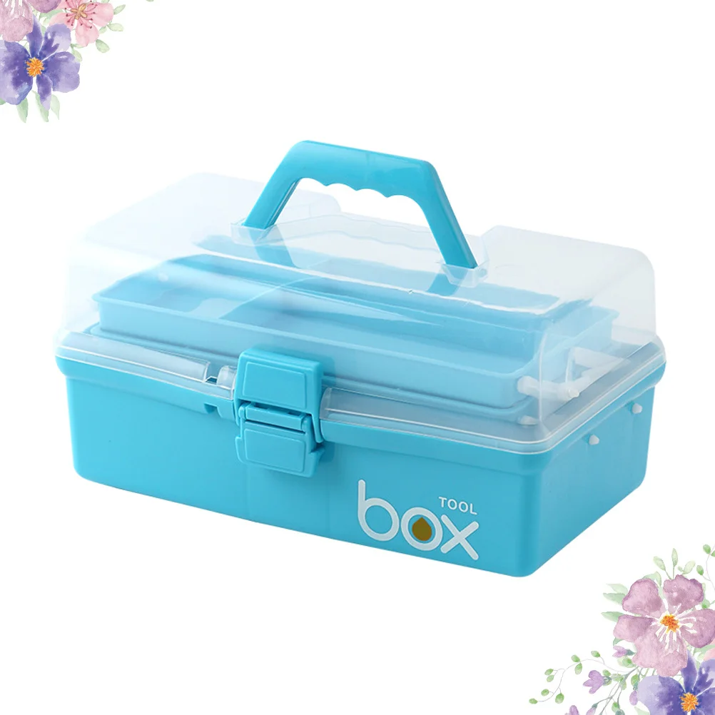 First Aid Medical Multi-Layer Portable Emergency Storage Case For Home Office Travel Sky-Blue Size S Emergency Medicine