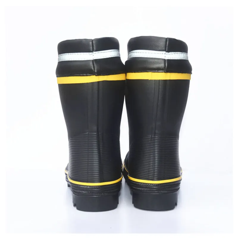 Black Winter Rubber Safety Fishing Boots Men Steel Toe Steel Sole Rain Boots Anti-stabbing Gumboots  and Anti-smashing Galoshes