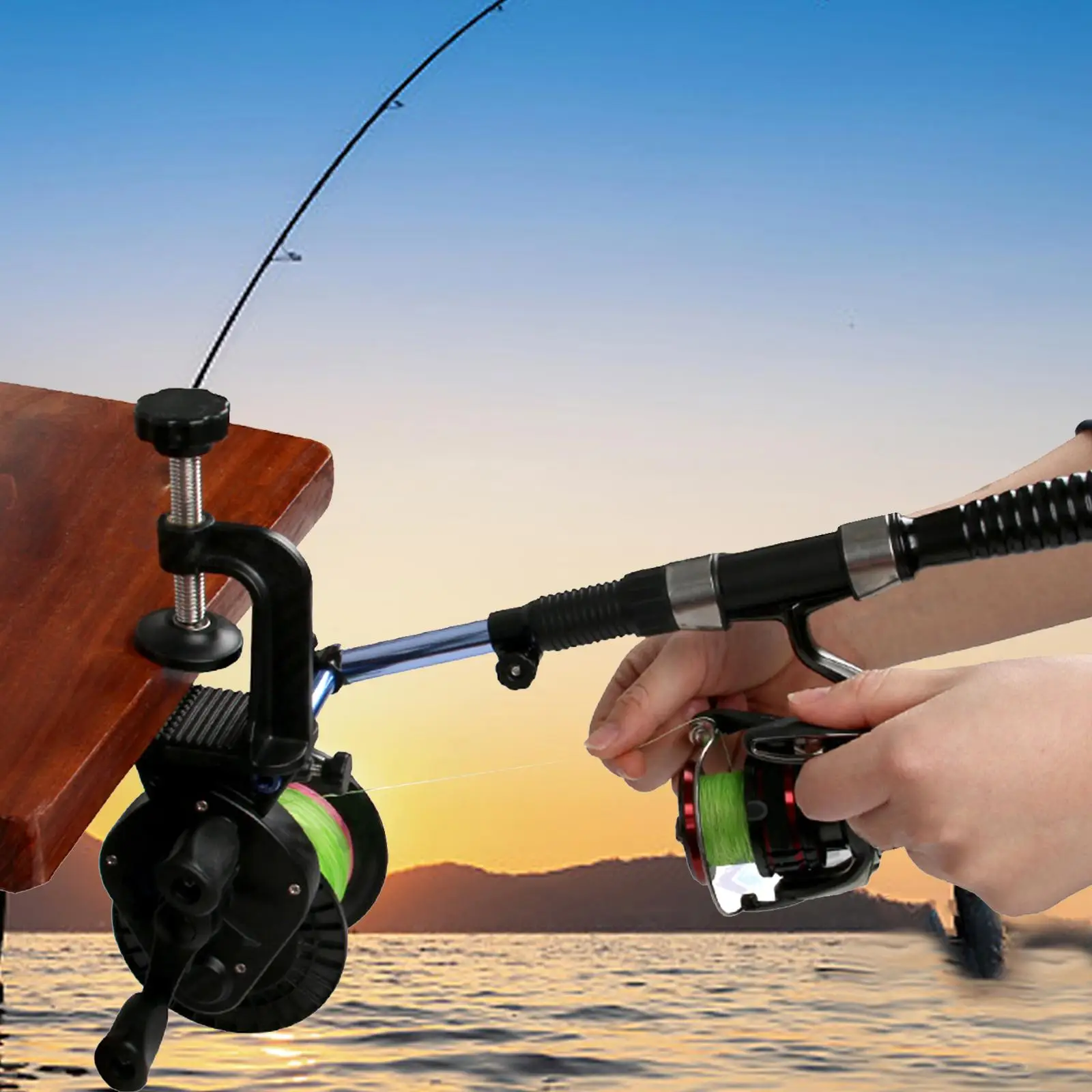 Fishing Line Spooler Winder Portable Devices Spooling Station System Durable Handheld Fishing Reel Holder for Kayak Camping