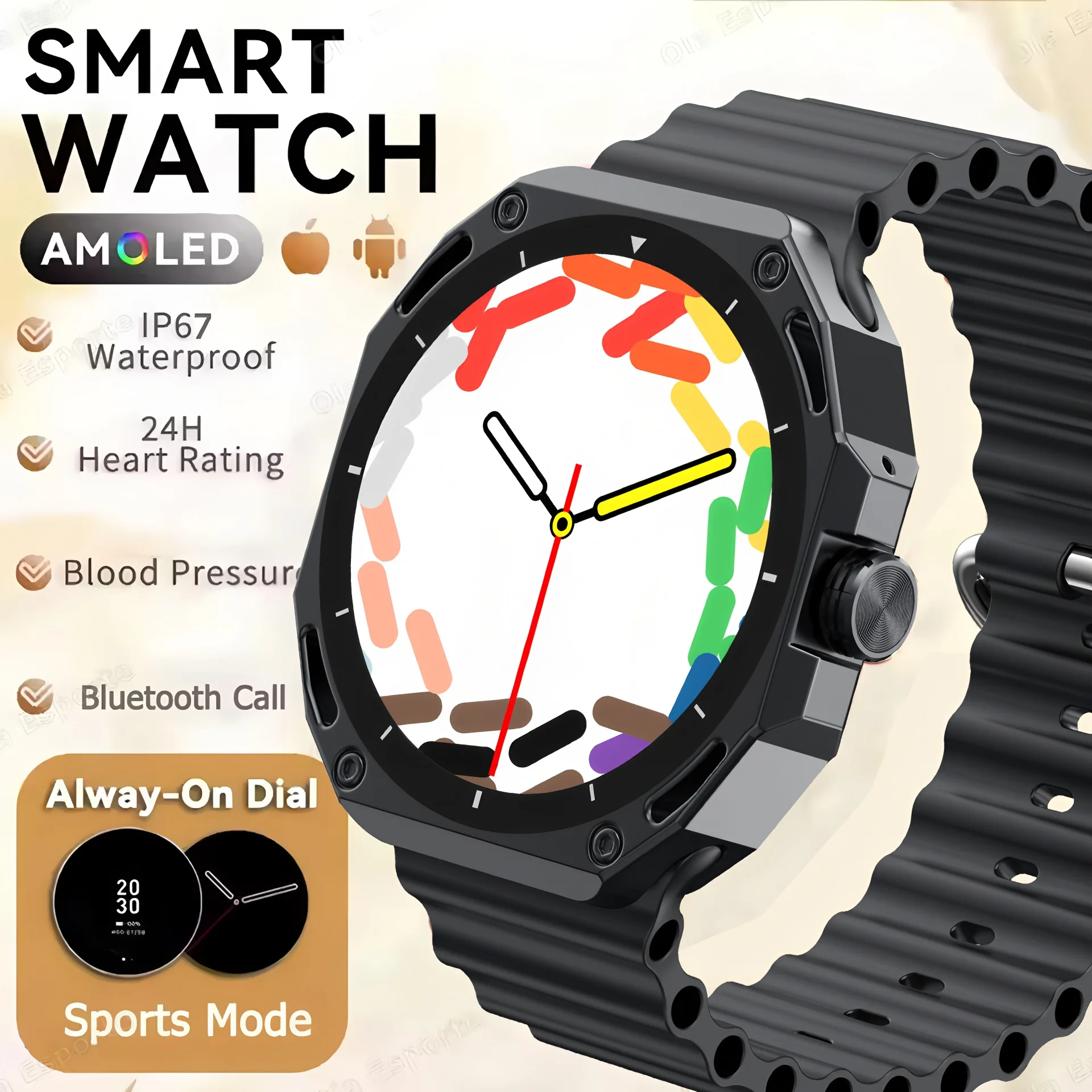 

New Smart Watch Men Women Bluetooth Call HD AMOLED Screen Fitness Sport Tracker Health Monitor Smartwatch Android IOS