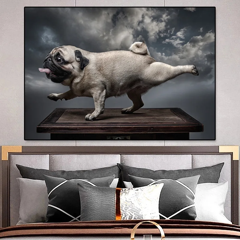 Dog Pug Canvas Art Prints, Haba Posters Home Pets Exquisite Gifts Pet Canvas Art Decoration Painting Living Room Decor Cuadros