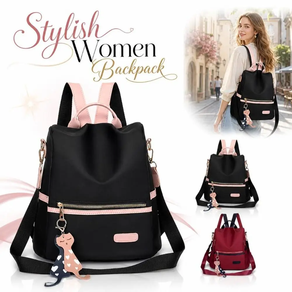 Trendy Multi‑pocket Women Backpack Oxford Cloth Lightweight Anti‑theft Backpack Durable Water‑resistant Travel Rucksack Travel