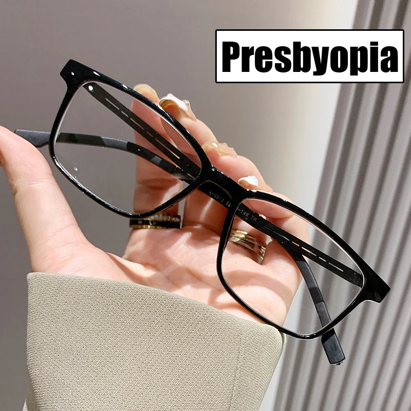 

Blue Light Blocking Presbyopia Eyeglasses Fashion Trend Titanium Alloy Men's Hyperopia Glasses Optical Eyewear Diopter 0 To +4.0