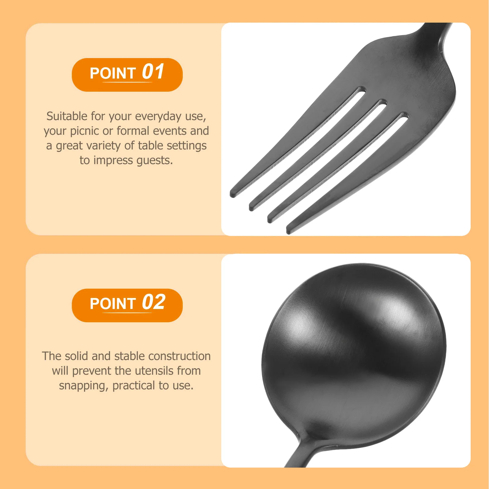 

Stainless Steel Cutlery Set Serving Utensils Kitchen Spoon Spoons Tableware Fork Chopsticks