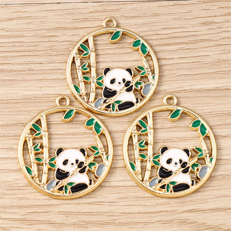 10 قطع الكرتون الحيوان الباندا سحر المينا نبات الخيزران سحر المعلقات لصنع المجوهرات القلائد أقراط أساور DIY الهدايا