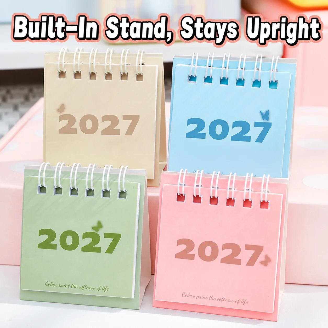 2027 Mini Paper Desk Calendar Portable Standing Daily Planner Desktop Decoration For Office School Stationery Supplies