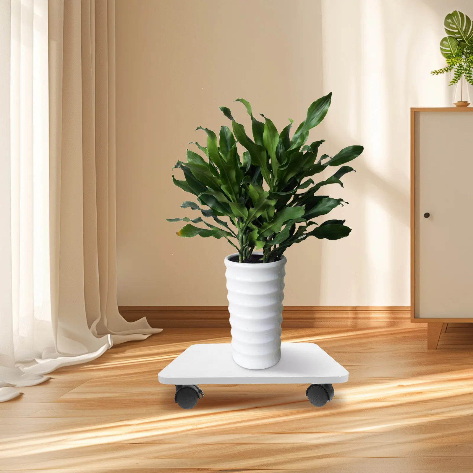 Portable Movable Plant Tray Plastic Flower Pot Base Indoor Outdoor Rolling Saucer Wheeled Planter Stand Rotating Plant Turntable