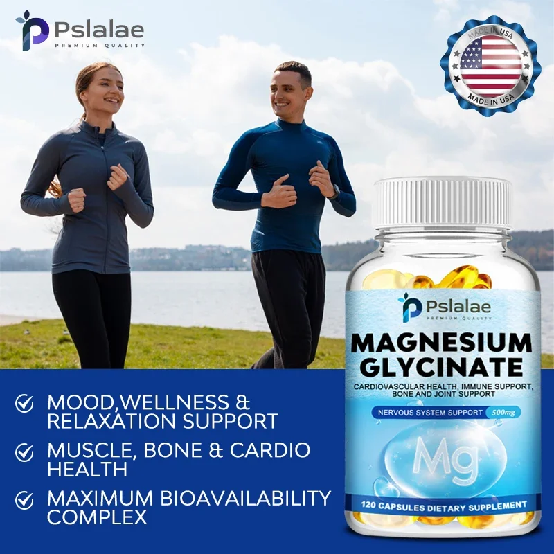 Magnesium Glycinate 500 Mg - Mineral Supplement To Aid Natural Sleep and Support Heart Health