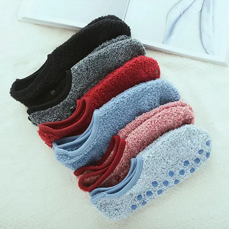 2023 Winter Coral Fleece Socks Indoor Non-slip Low Tube Boat Sock Cold-proof Home Silicone Non Slip Floor Hosiery Soft Warm Sox