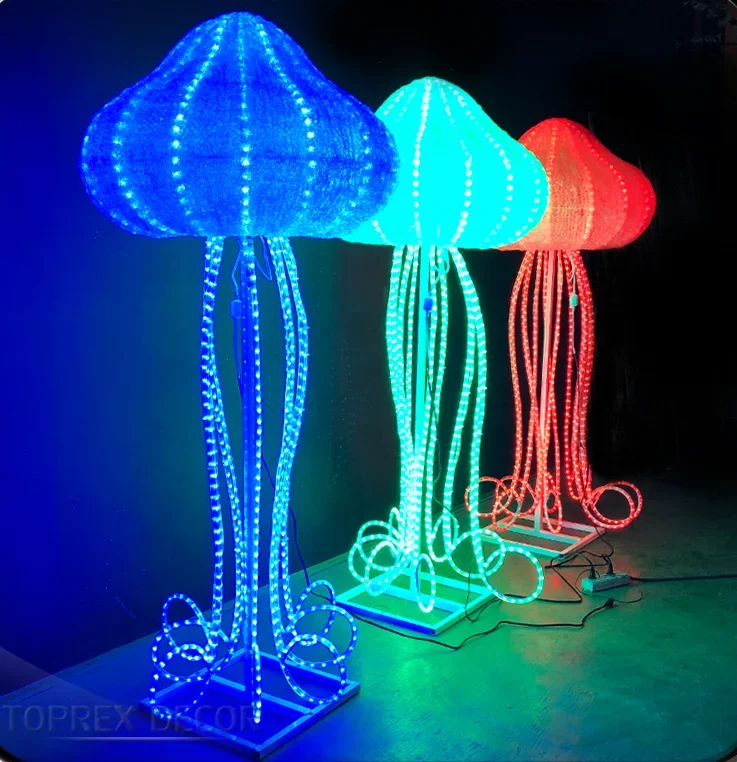 Tailored Lighting Giant 3D Marine Animal Lantern Jellyfish Garden Motif Lights Decorations  For Outdoor Christmas Lights