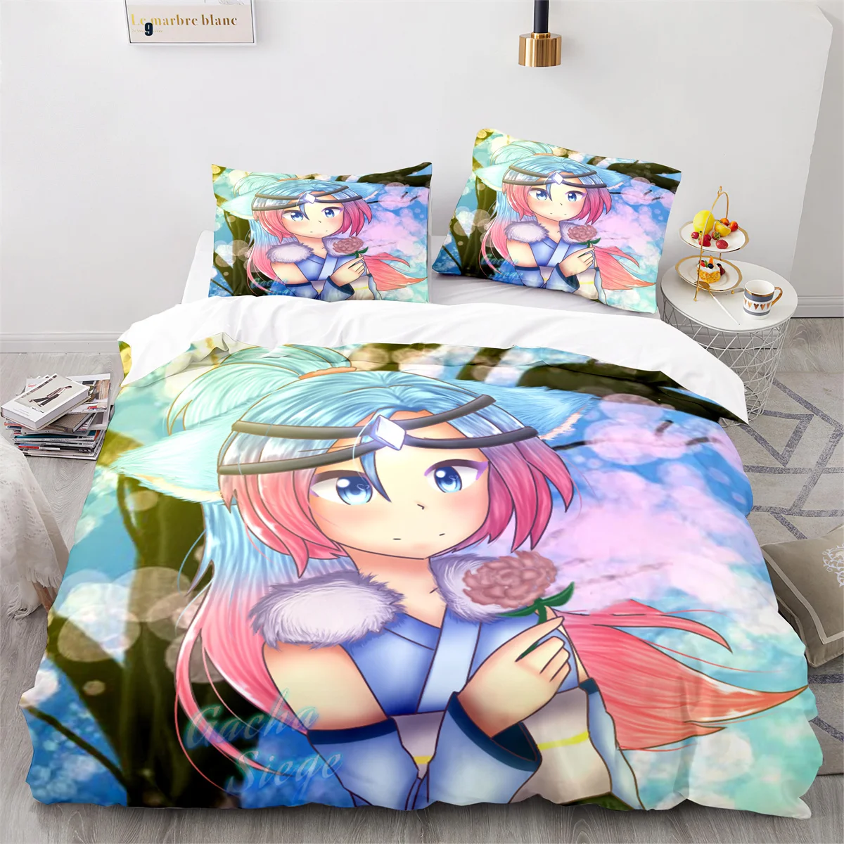 

3D Printed Anime Gacha Life Duvet Cover Set With Pillow Covers Polyester Teens Kids Bedding Set Full Queen King Size Bed Linen
